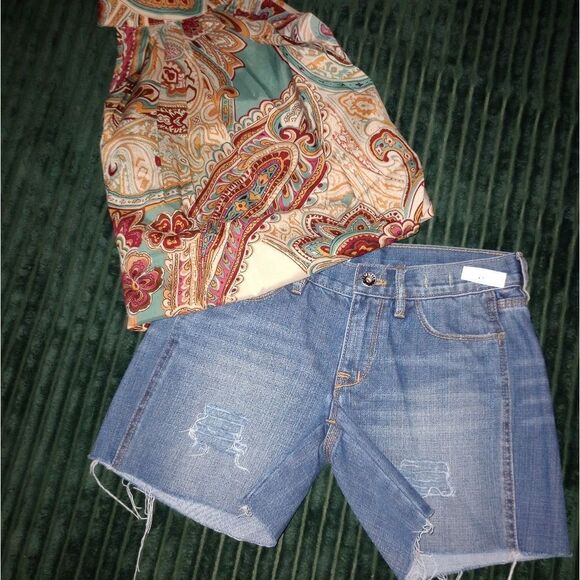 🆕🩳Madewell Destructed Jean Denim Shorts - Picture 1 of 5